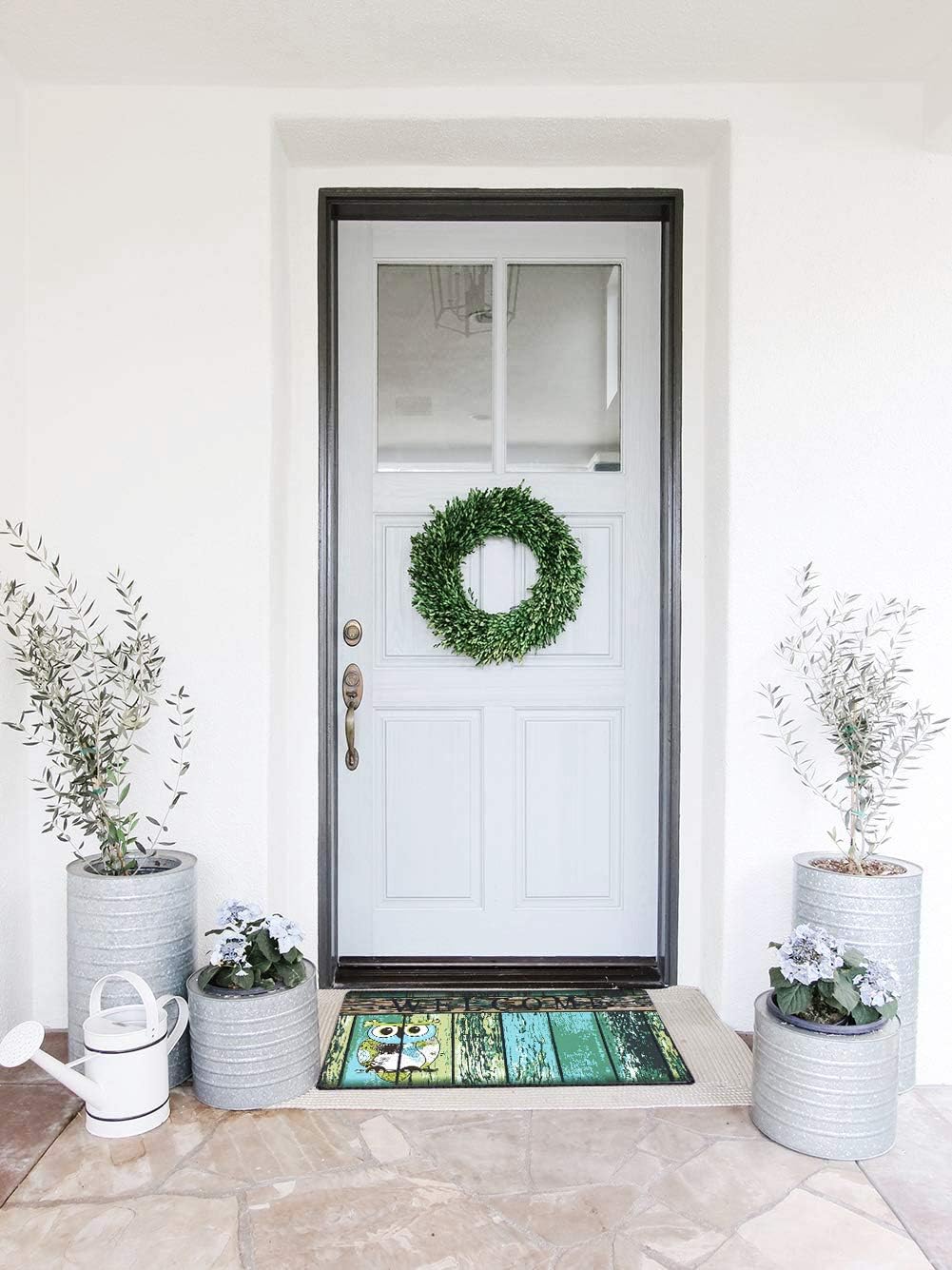 Morning View Owl Welcome Mats Outdoor Entrance Doormat Spring Door Mat Bird Entrance Rug Rubber Door Mats Decorative Bird Rug Indoor Entrance Floor Mats Non Slip Low Profile 29×17.3 Inches