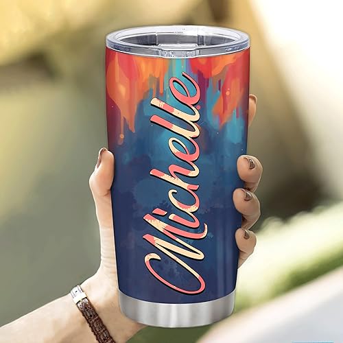 Miniatura 10 de Hyturtle Regalos personalizados para los amantes de los flamencos, vaso de acero inoxidable con nombre personalizado de 20 onzas con tapa, idea de