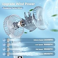 Vista 13 de QQT Mini Handheld Fan,4 Speed Adjustable Portable Battery Operated Fans,USB Rechargeable Desk Fan with Mirror,Max 20 Hrs Hand Fan For Travel Office