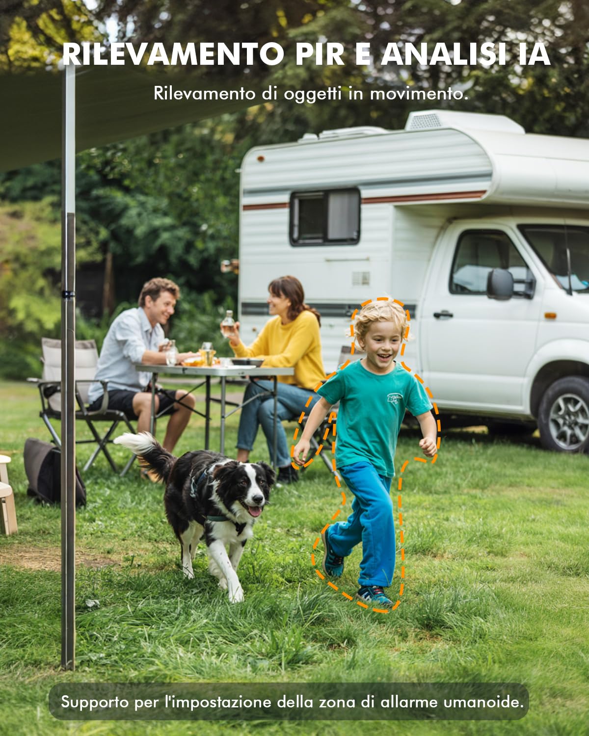4G LTE Telecamera Esterno con SIM e Pannello Solare, 2K 360° PTZ Telecamere Senza Fili con Batterie, IP66 Impermeabile,Visione Notturna a Colori, Rilevamento Movimento,Senza WiFi