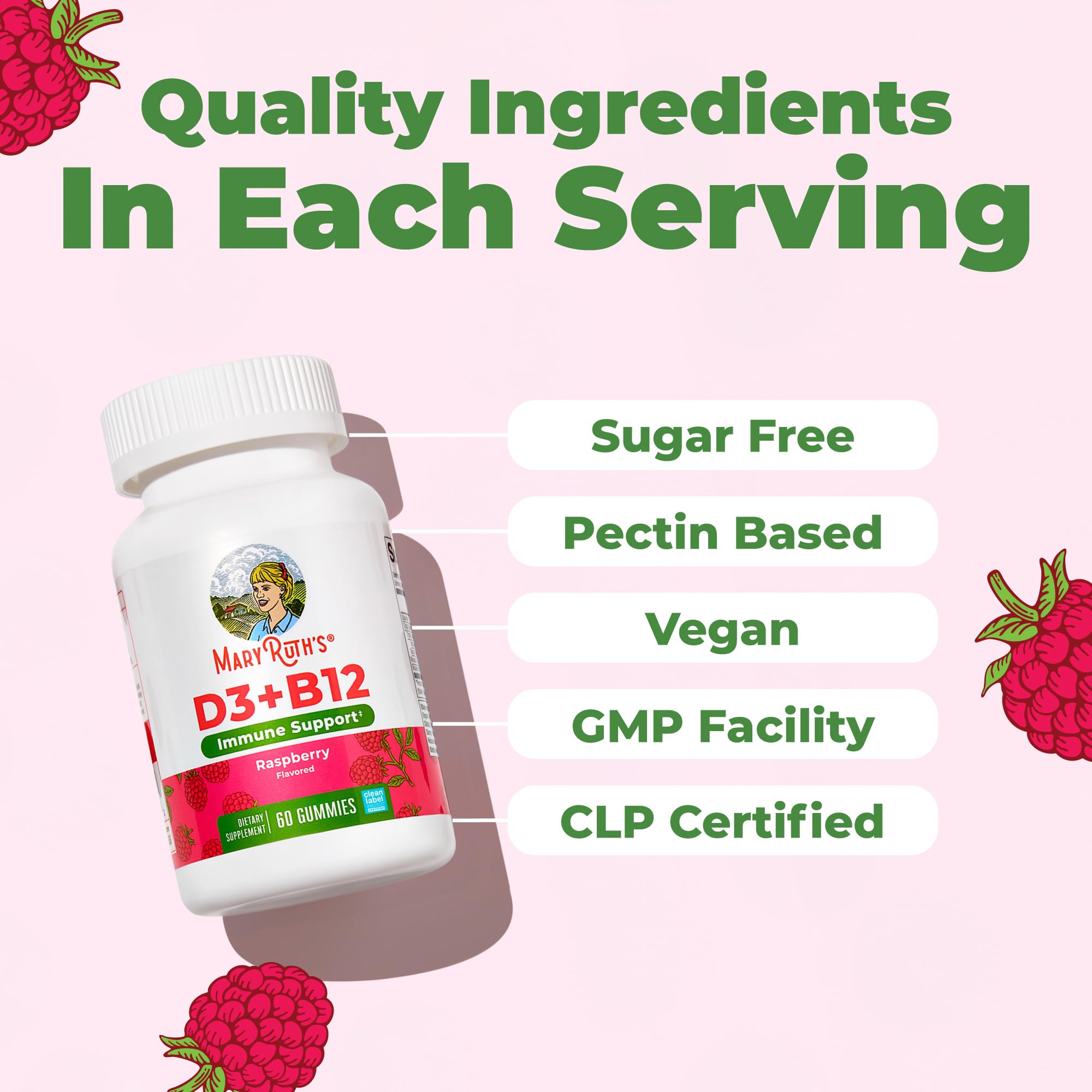 MARYRUTH'S Vitamin D3 + B12 Gummies for Ages 4+, Sugar Free, 60 Servings — Amazon image 5