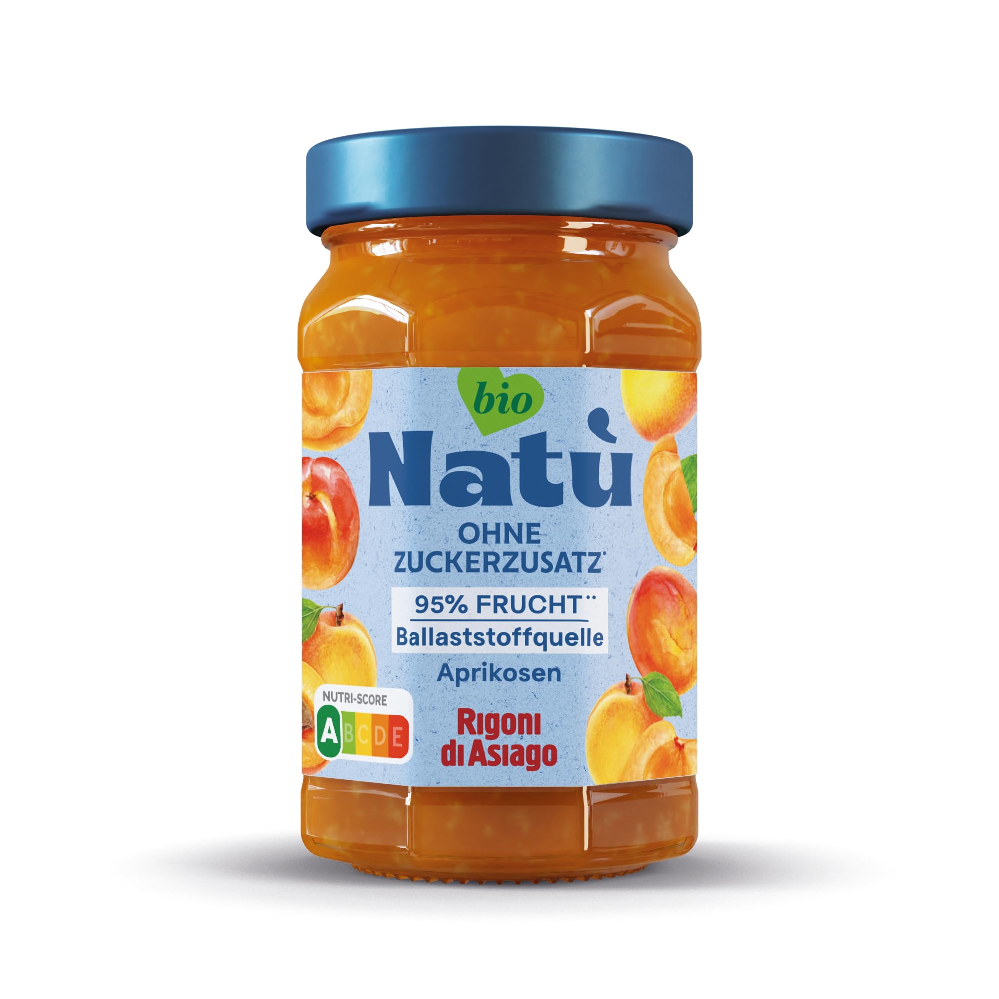 Rigoni di Asiago, Natù Confiture bio sans sucre ajouté (1 x 240 g), pâte à tartiner aux fruits sans sucre ajouté, 95% de fruits, faible en calories, Nutri-Score A, sucrée avec de l'érythritol (6 x