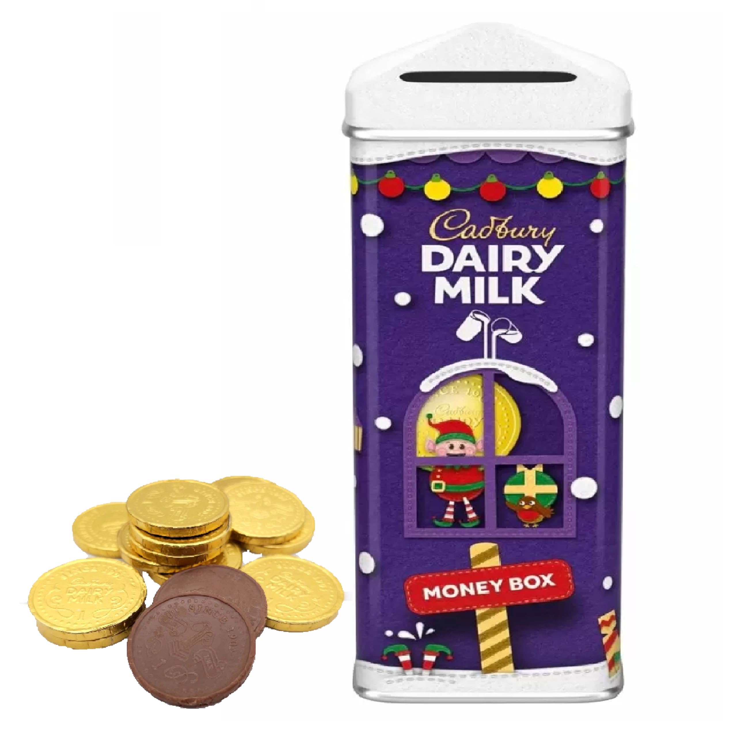 Christmas Chocolate Coins Bulk Buy - Pack of 4 x 60g Solid White Chocolate Coins Bulk with Topline Card for Christmas Stocking Fillers, Party Bag Fillers or Chocolate Hamper
