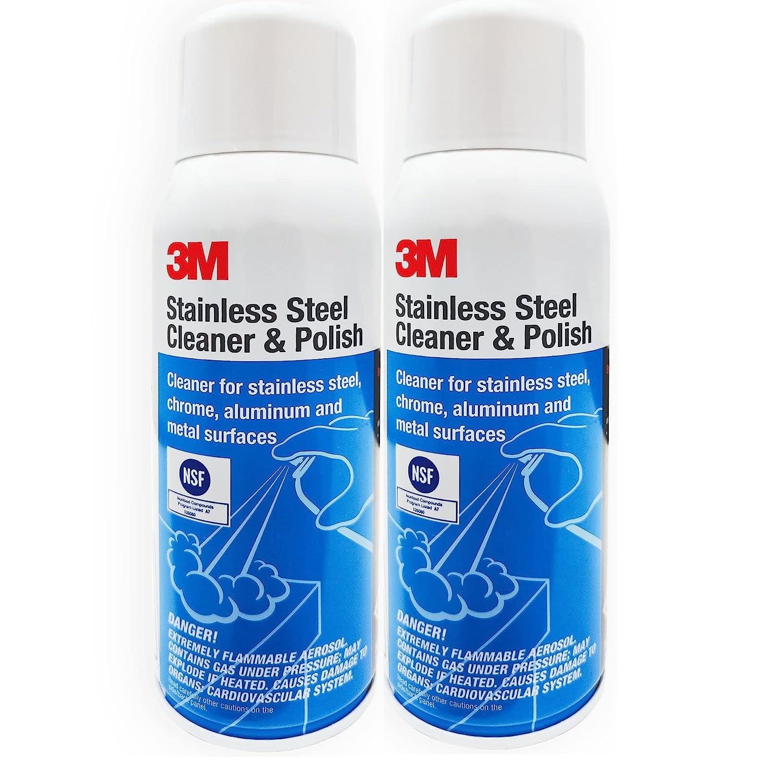 3M Stainless Steel Cleaner & Polish, Cleaning Spray Foam, Ready to Use Cleaner for Metal Surfaces, Remove Water Stain Mark & Fingerprints, Non Greasy & Pleasant Fragrance (283g Each, Pack of 2)