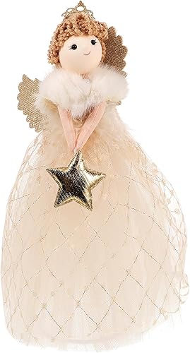 VILLCASE Decoración de árbol de ángel de Navidad, figura superior de árbol de hadas, árbol de Navidad, muñeca de niña, ángel para decoración de