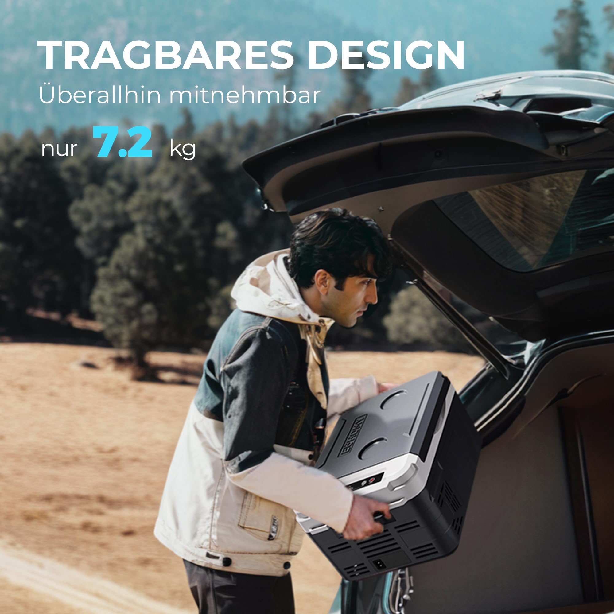 EUHOMY Frigorifero portatile per compressore, 10 L (-20 °C ~ 20 °C), DC 12/24 V AC 230 V, compressore portatile con controllo app, raffreddamento rapido per 15 minuti, modalità ECO/MAX