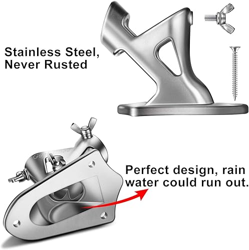 Vista 13 de Soporte para asta de bandera de acero inoxidable 304, soporte de asta de bandera resistente para asta de bandera de 1.02 pulgadas con 2 posiciones