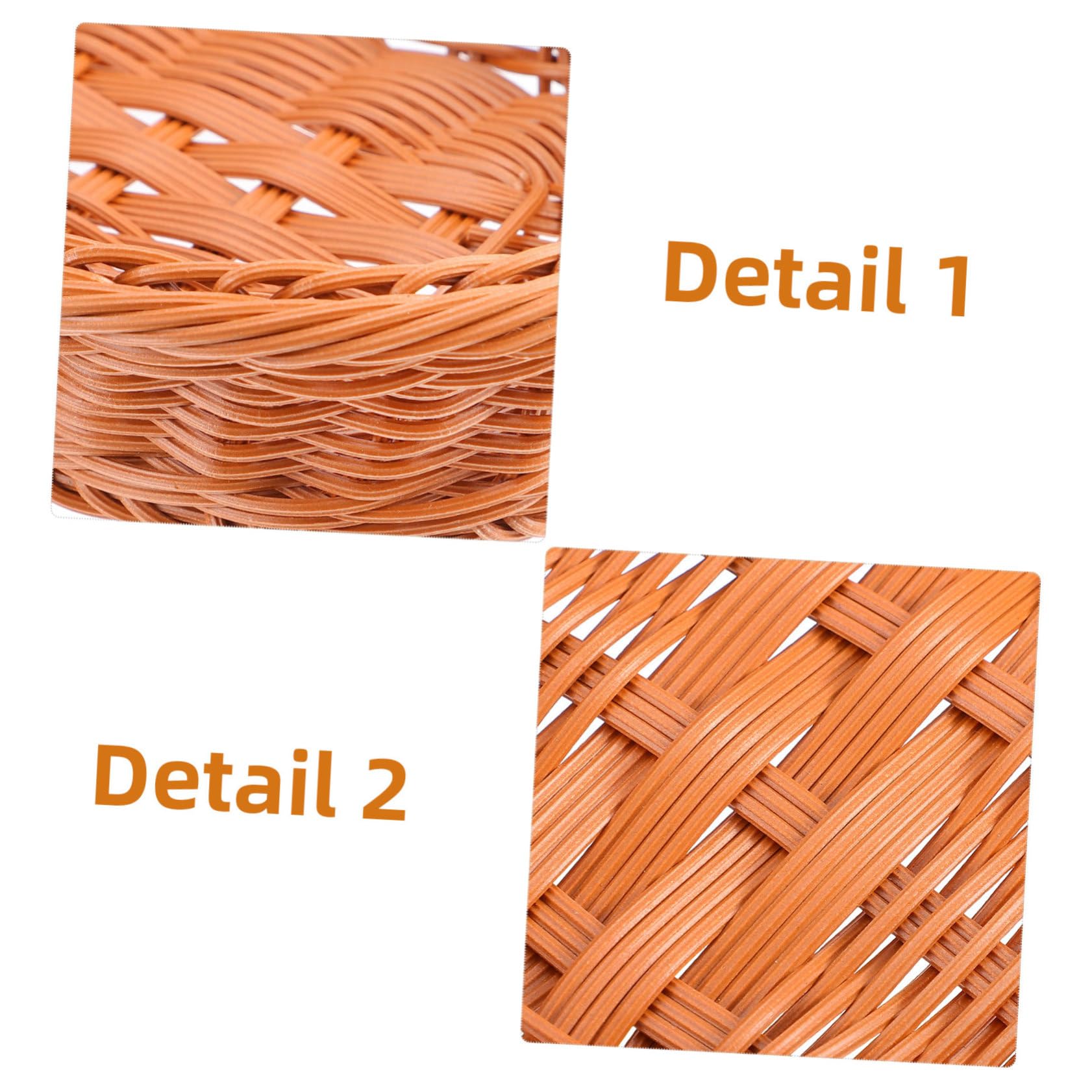 NAMOARLY 1pc Woven Storage Basket Food Tray Fruit Trays Organizer Basket Food Containers Shallow Basket Coffee Table Tray Produce Basket Utencil Decor Basket Brown Plastic re-usable