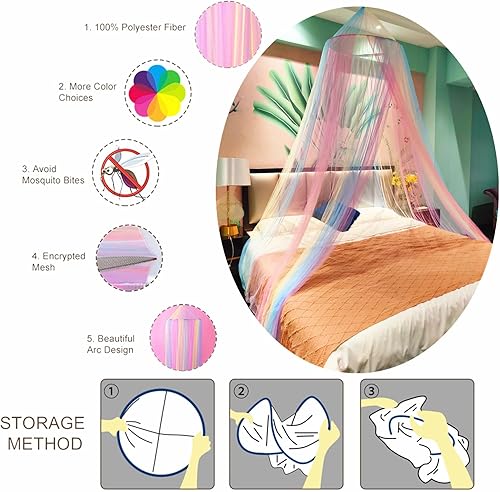 Vista 41 de Eimilaly Mosquitera para cama, toldo de cama para decoración de habitación de niñas, toldo colgante de protección contra insectos para adultos, Una