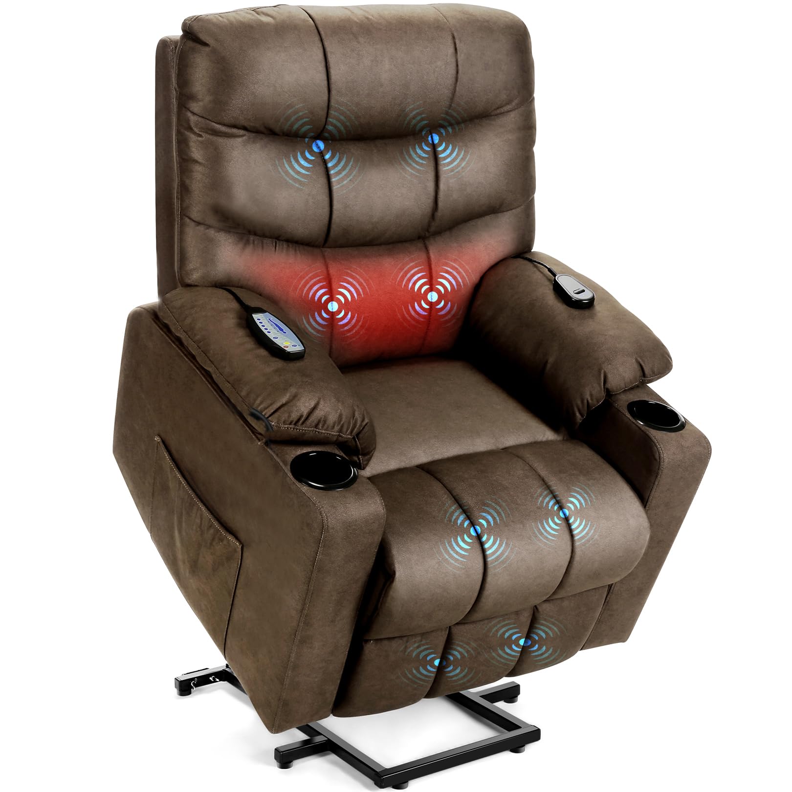 Himimi Power Lift Recliner Chair for Elderly with Heat & Massage, High-Resilience Padding, Wide Back and Seat Reclining Sofa Chair with Cup Holders