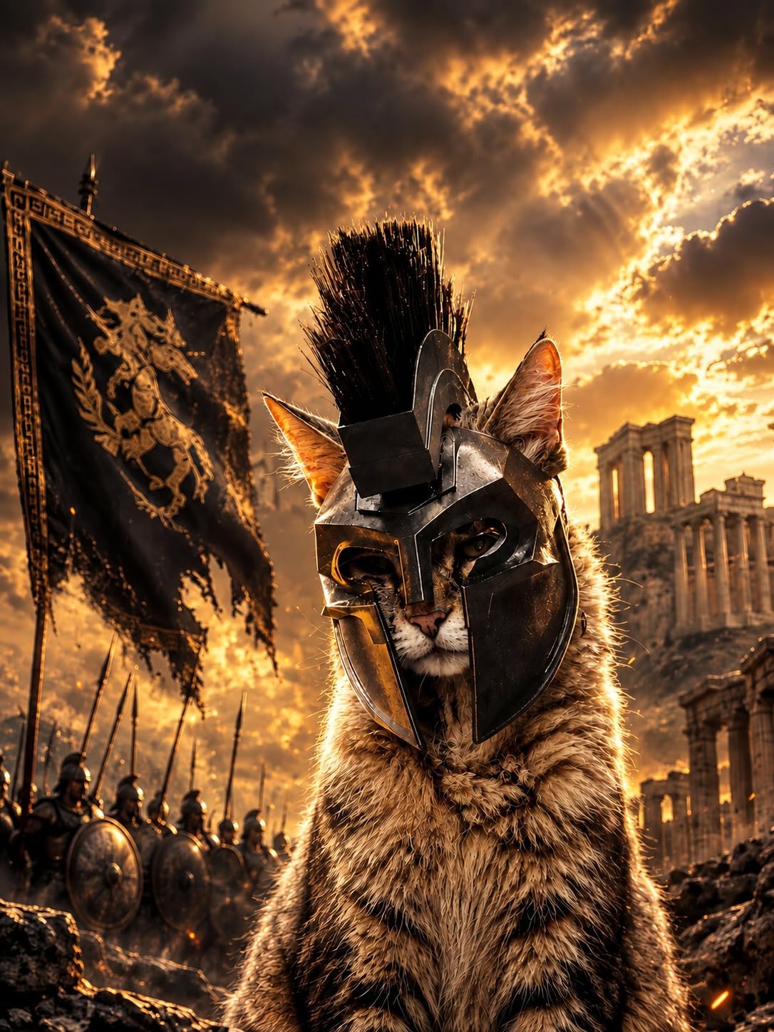Agamemnon Spartan Cat Helmet Odyssey Pet Cosplay Mask 3D Printed