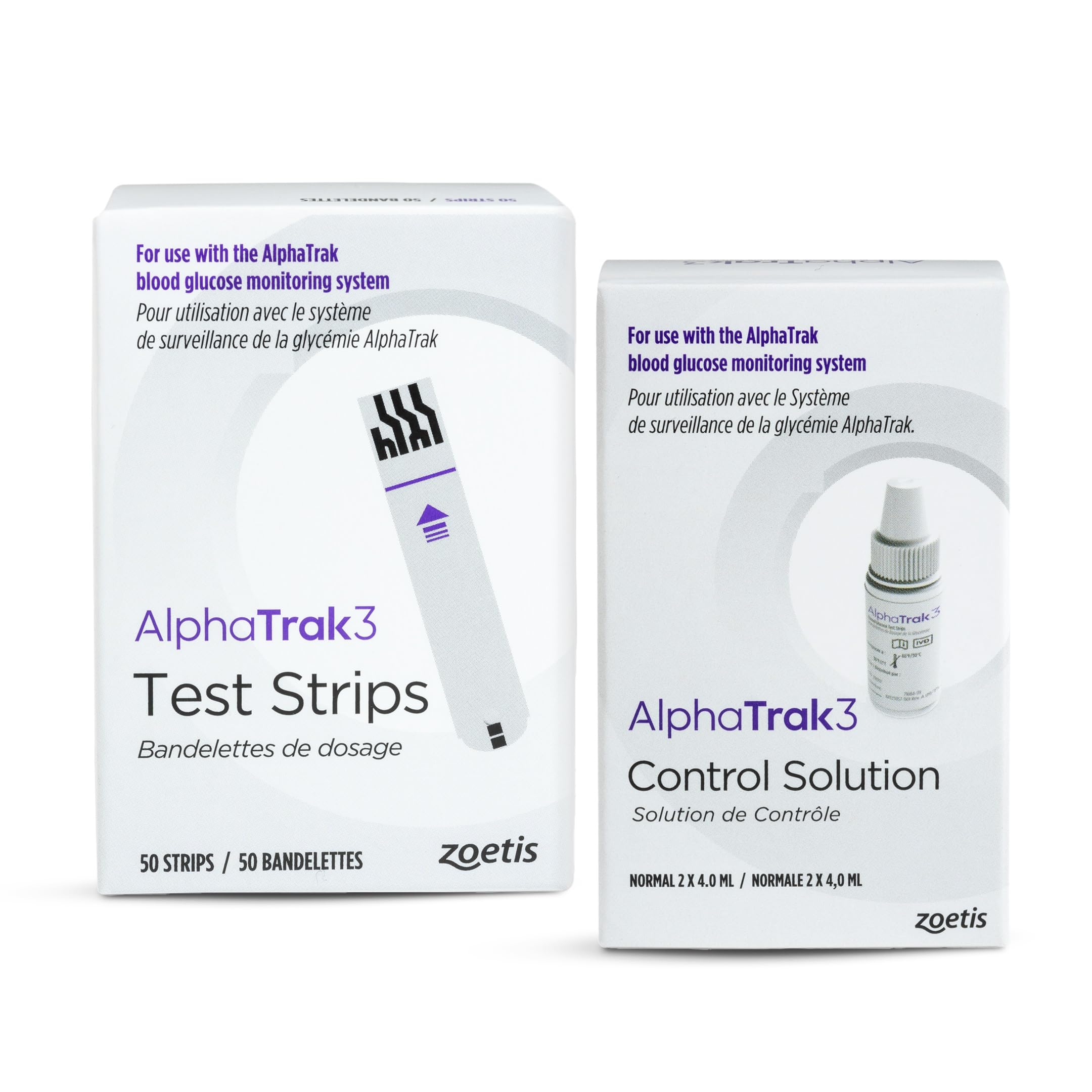 AlphaTrak3 Test Strips (50 Count) &amp; Control Solution, 40 mL (2 Count)