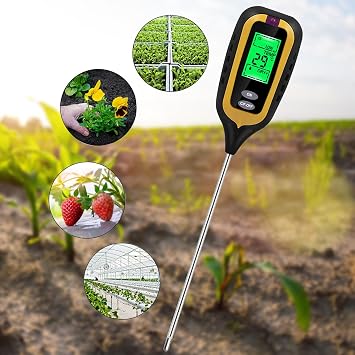 Plant Moisture Meter 4-In-1 Moisture Tester for Soil | PH/Light/Temperature/Hygrometer Sensor for Gardening, Farming, Indoor and Outdoor