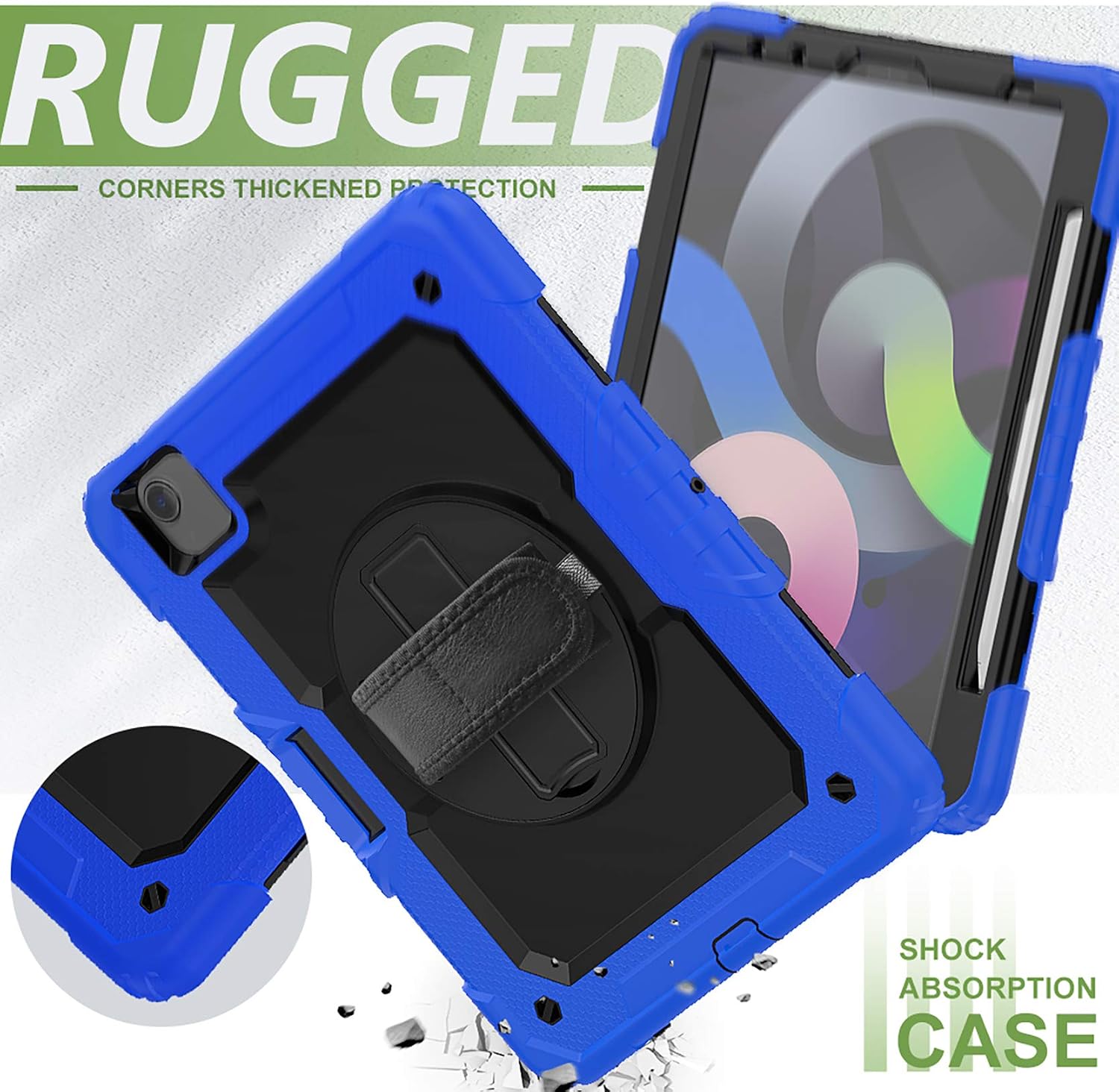 Bеѕt Quаlіtу 🔥 ausleben Case for iPad air 5,2022/iPad air 4, 2020 10.9 inch case/iPad pro 11 inch 2020/2018 with Pencil Holder, Rotating Kickstand Hand Strap/Shoulder Strap.Rugged Durable case-Blue Tесh Dеаlѕ 🔥 ausleben Case for iPad air 5,2022/iPad air 4, 2020 10.9 inch case/iPad pro 11 inch 2020/2018 with Pencil Holder, Rotating Kickstand Hand Strap/Shoulder Strap.Rugged Durable case-Blue