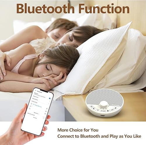 Miniatura 4 de Máquina portátil de sonido de ruido blanco con 18 sonidos de sueño, función Bluetooth alimentada por batería, perilla de control de volumen,