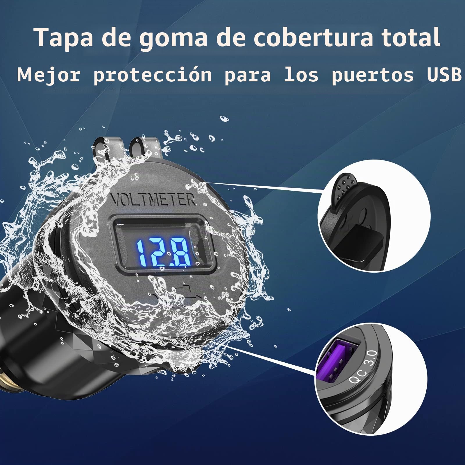 Qidoe Adaptador de Cargador USB Moto DIN: Enchufe USB Hella de Aluminio PD y QC3.0 con Pantalla LED Voltaje e Interruptor para 12V-24V Motocicletas Ducati, Triumph, BMW y Otras Motos Estilo Europeo