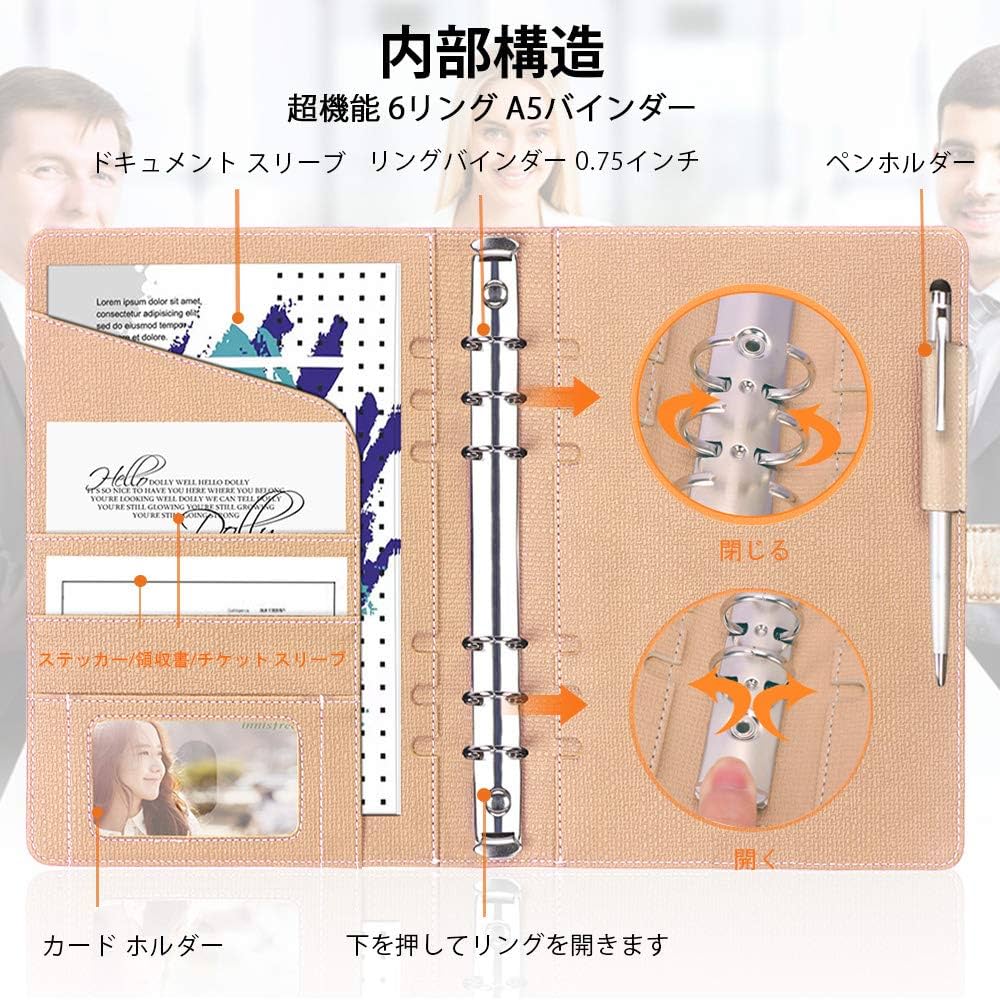 ルイヴィトン A5サイズ 黒 リング式ファイル 6リング Amazon.co.jp: Toplive システム手帳 A5サイズ おしゃれ 6穴