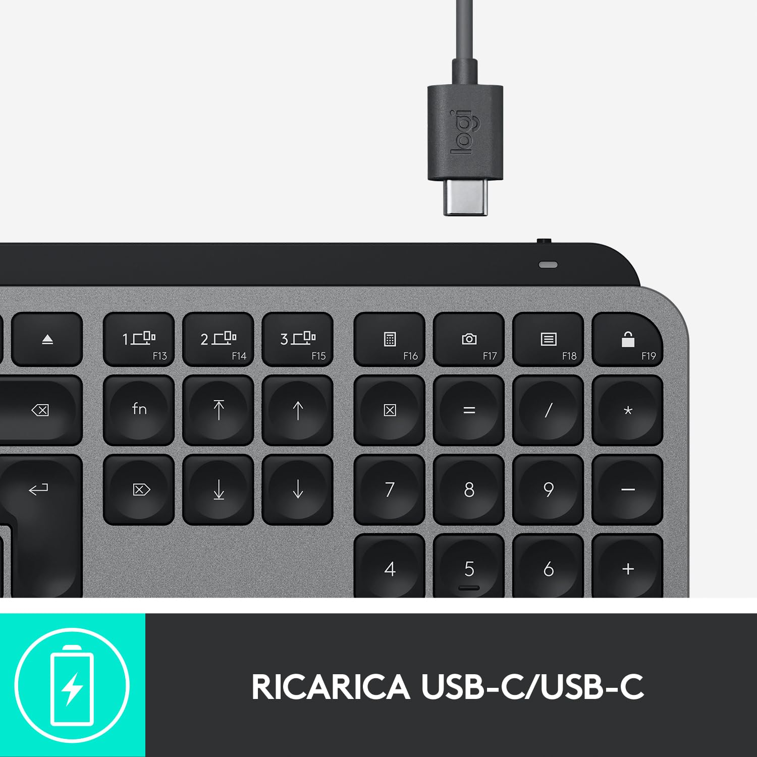 Logitech MX Keys for Mac - Tastiera wireless avanzata illuminata, tasti retroilluminati LED, Bluetooth, USB-C, compatibile con MacBook Pro, MacBook Air, iMac, iPad, Italiano QWERTY - Grigio