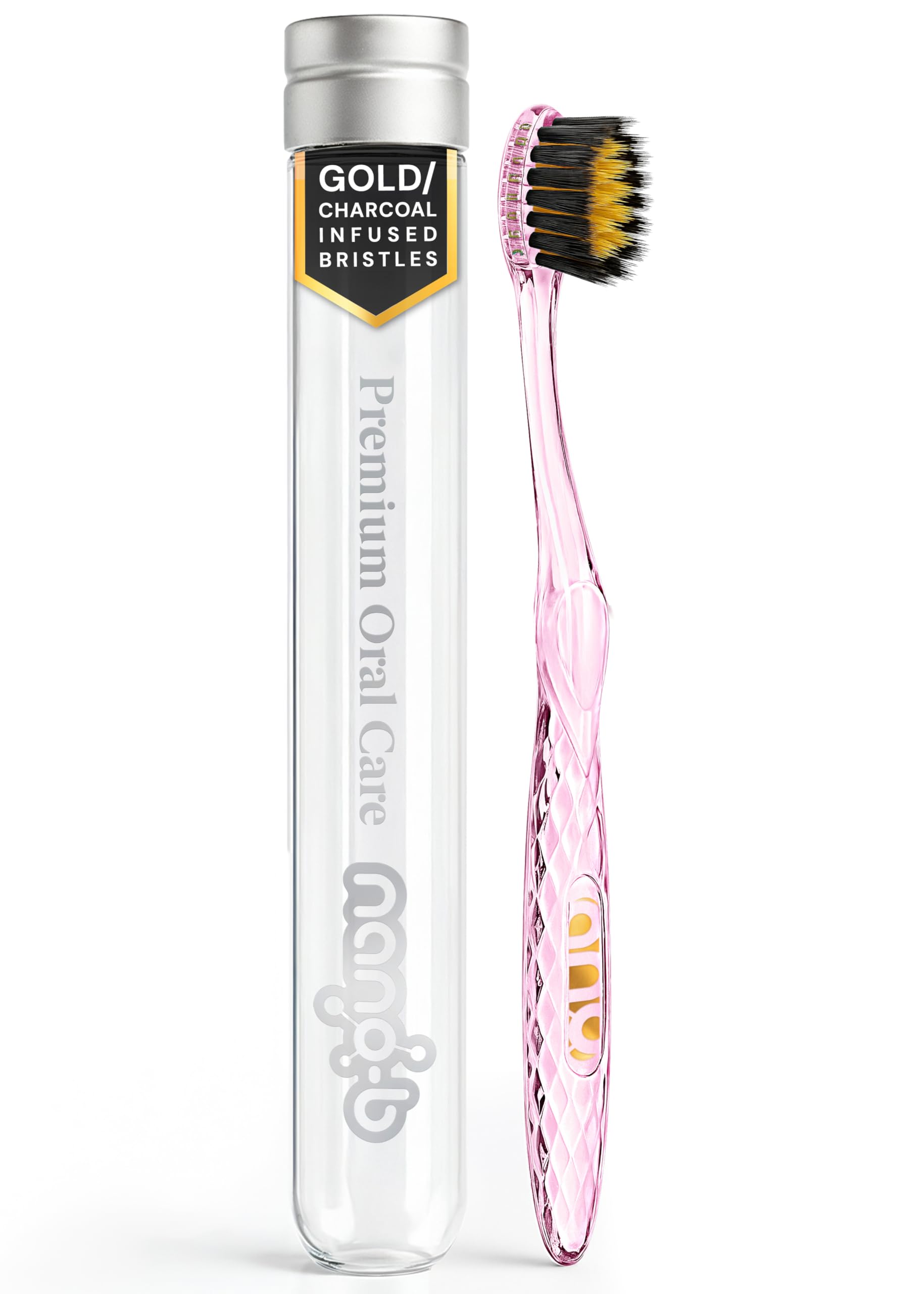 Nano-B Charcoal and Gold Toothbrush, Pink