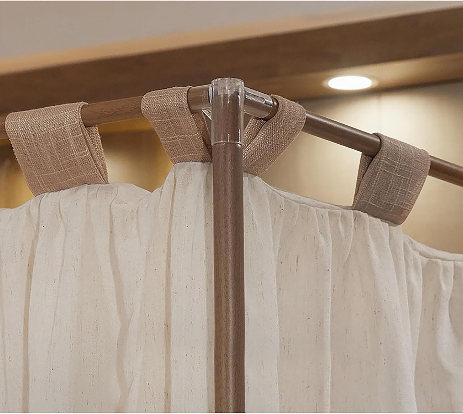 Elegant Bed Netting Canopy Frame 4 Corners Canopy Bed Frame Post Poles with Lights Double Layer Cozy Drape Mosquito Net Bed Frame Curtain Brackets for Bedroom Decor,Queen (Queen)