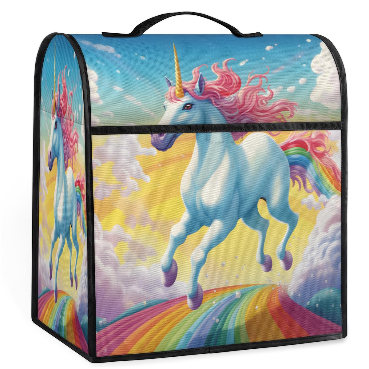 Coffee Maker Cover Rainbow Unicorn Animal Kitchen Appliance Covers Small Appliance Covers Blender Cover Juicer Cover Dust Covers for Kitchen Appliances with Top Handle and Pockets,Washable,B300