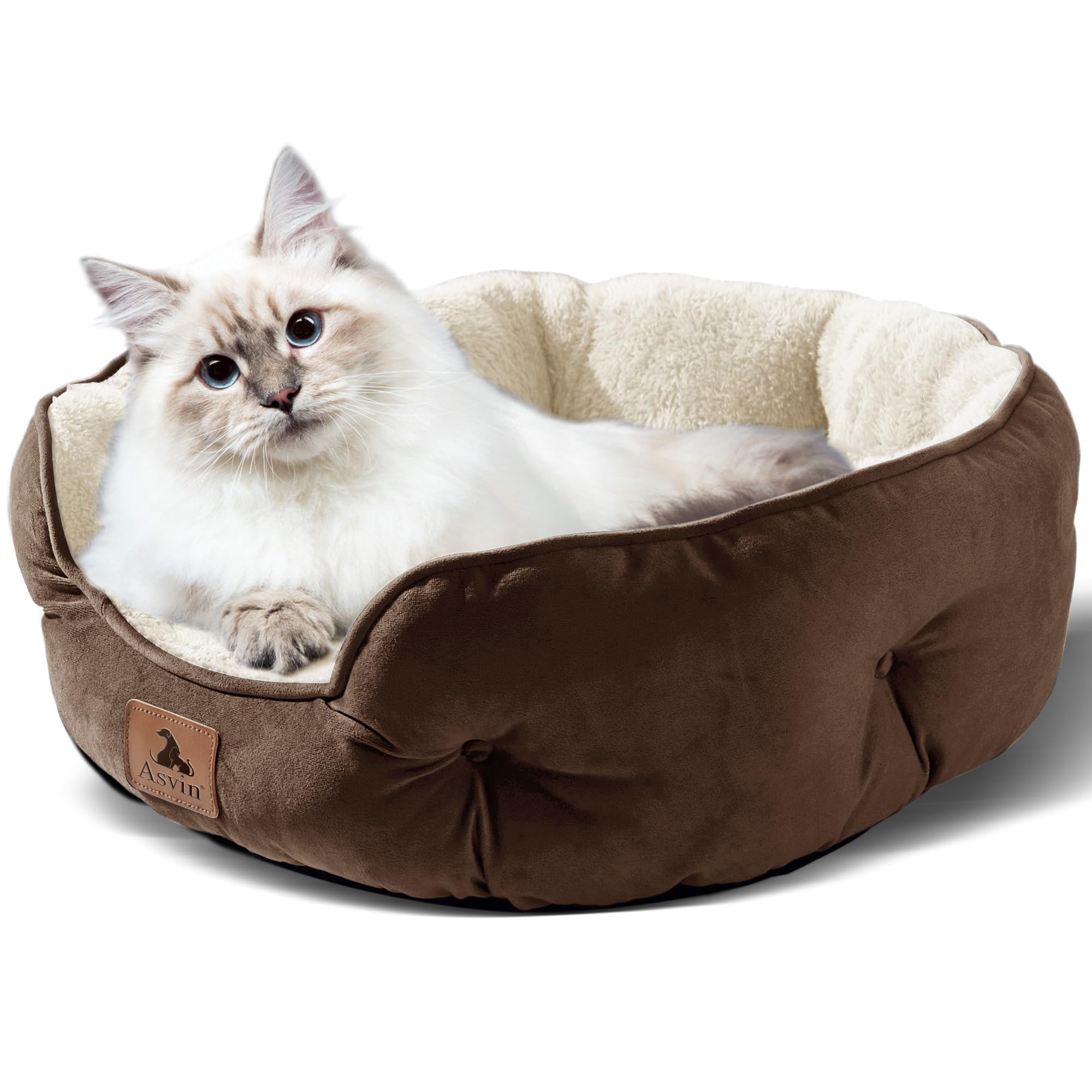 Asvin Cama Mediana para Perros medianos, Camas Grandes para Gatos de Interior, Cama para Mascotas para Cachorros y Gatitos, Extra Suave y Lavable a máquina, con Parte Inferior Oxford Antideslizante y