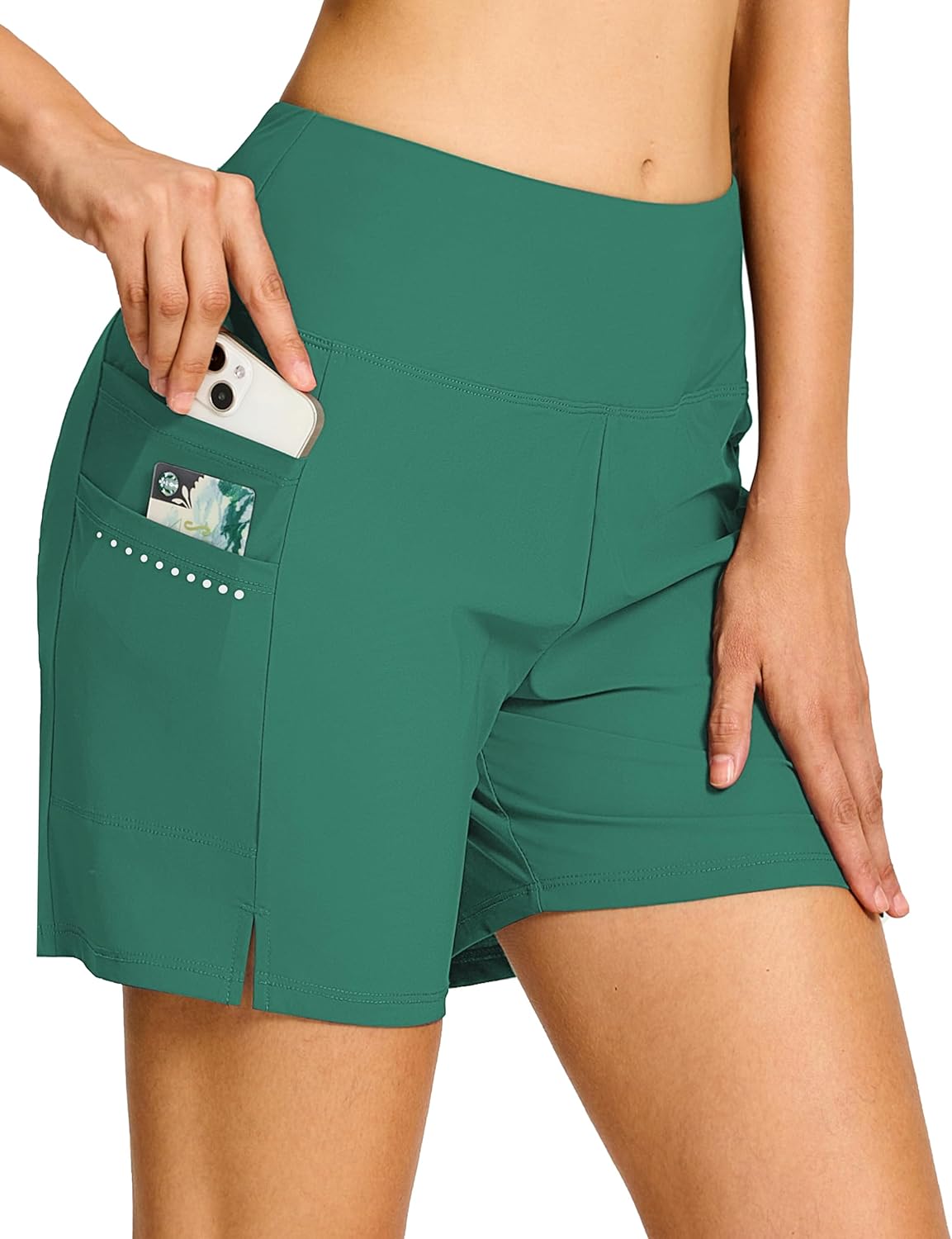 BVVU Women's 5" High Waisted Swim Board Shorts with Pockets Liner Tummy Control UPF50+ Quick Dry Beach Swimsuit Bottoms