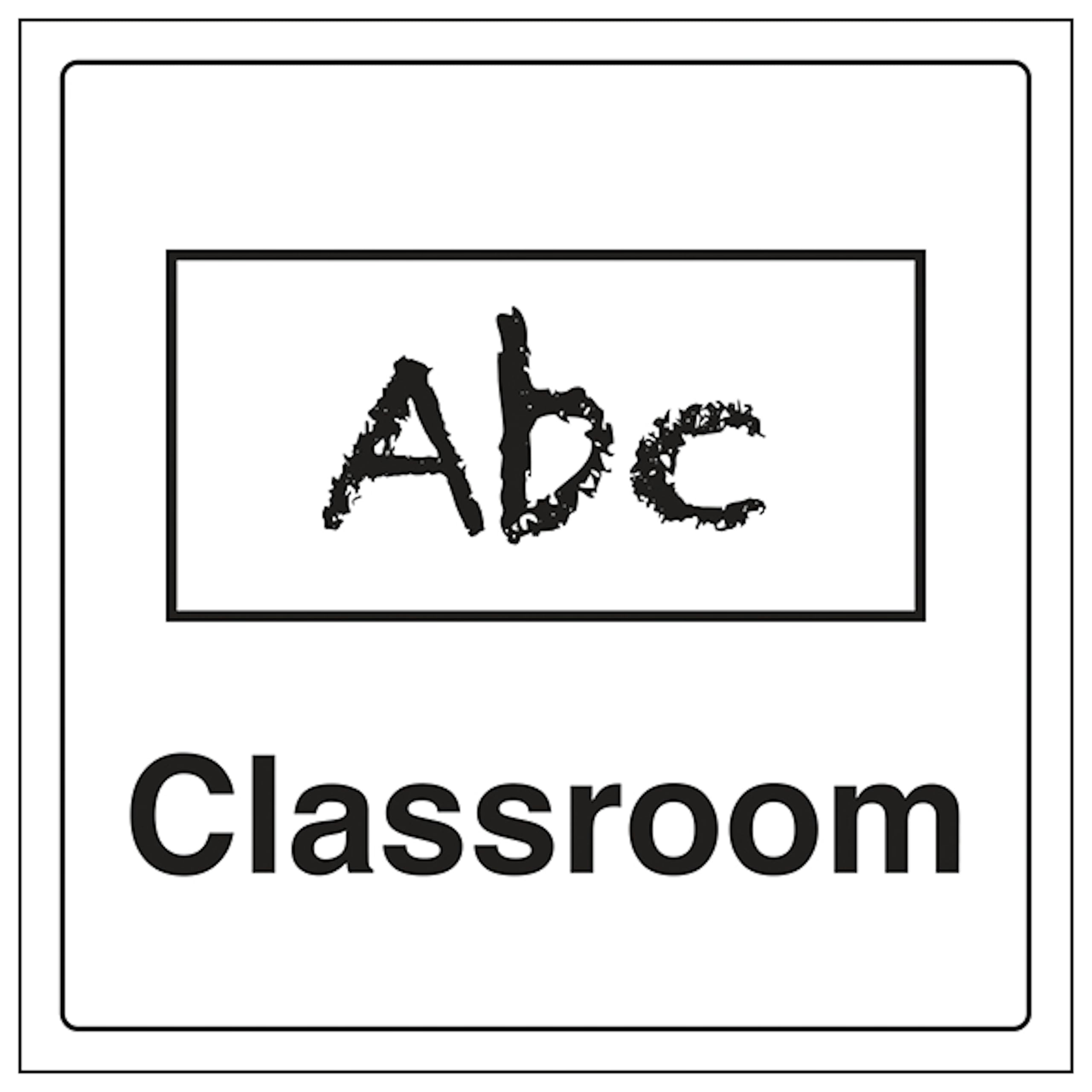 V Safety Classroom ABC 200 x 200 mm - 2mm Super-Tough Rigid Plastic Safety Sign, White