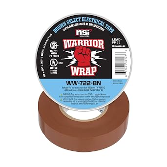 NSI WarriorWrap Select 3/4 in. x 60 ft. 7 mil Vinyl Electrical Tape, Brown