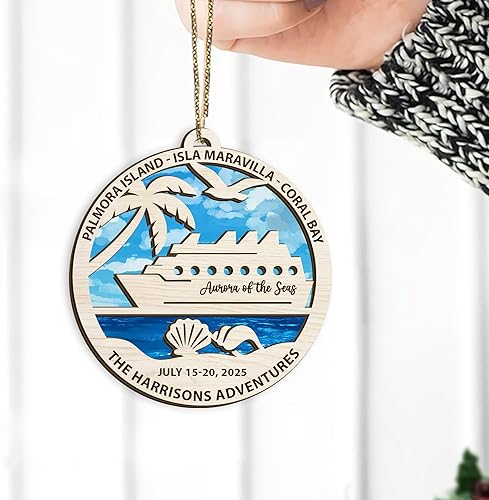 Miniatura 10 de Adorno de Navidad personalizado para parejas en la playa, texto personalizado, bonito adorno de playa, vacaciones memorables, adorno de playa de