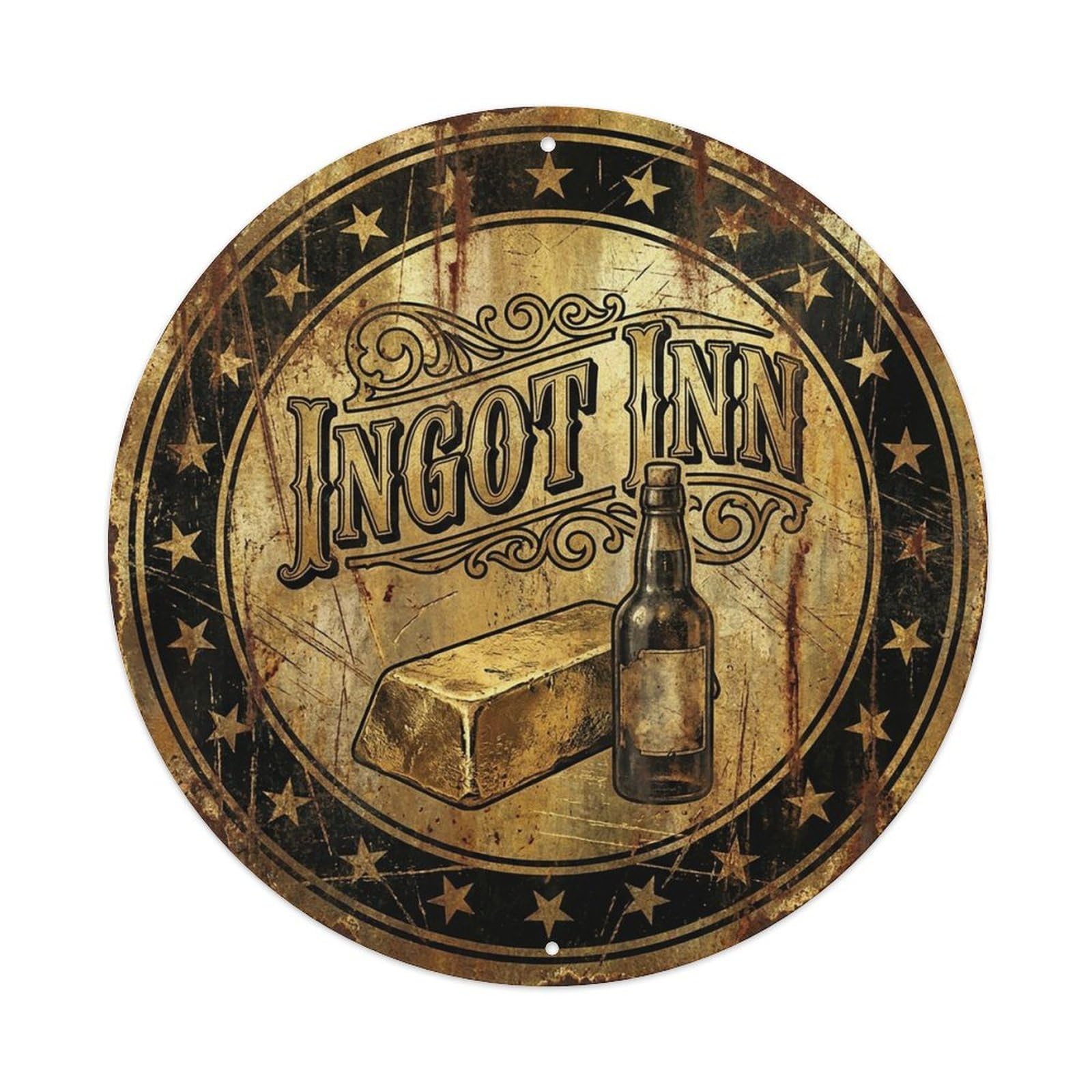 Vintage Beer Western Cowboy Ingot Inn Retro Bar for Pub Vintage Metal Tin Sign Plaque Wall Decor for Cafe, Club Bar, Office, Garden Metal Poster 8x8Inch