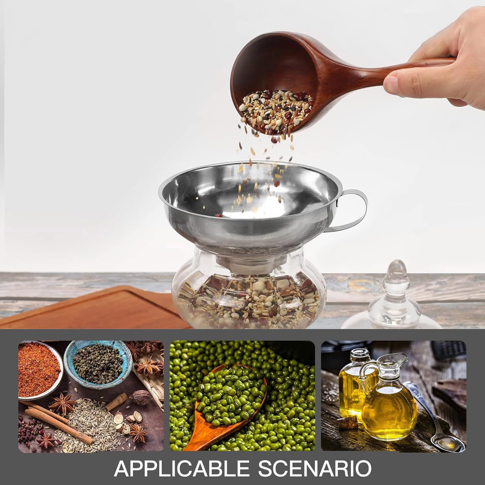 2 Pezzi Imbuti per Marmellata in Acciaio Inox Imbuto per Conserve Imbuti a Bocca Larga Set da Cucina per Liquidi Oli Polveri Fagioli Barattoli e Fiaschi Silver