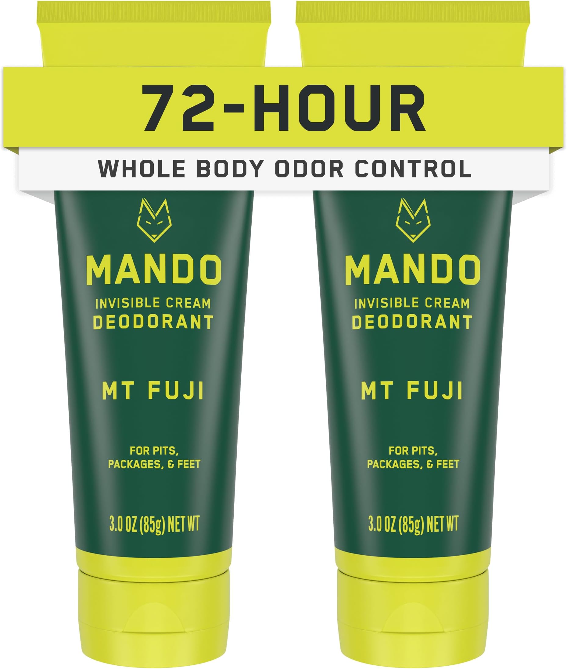 Mando Mt Fuji Full Body Deodorant for Men, Invisible Cream, 72-Hour Odor Control, Aluminium Free, Sodium Bicarbonate Free, Safe for Skin, Pack of 2