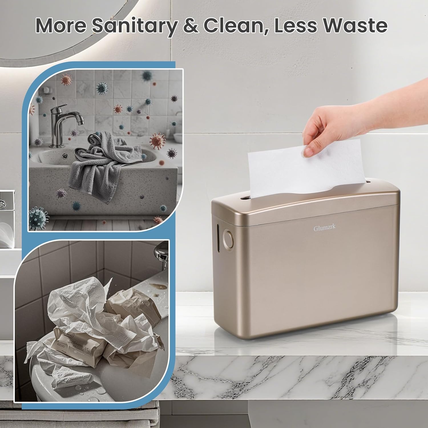 Countertop Paper Towel Dispenser Universal Fit for Multifold, Z-Fold Trifold Hand Towels, Commercial Napkin Dispenser for Bathroom Home Kitchen Toilet ABS Paper Towel Holder (Champagne Gold) - Image 2