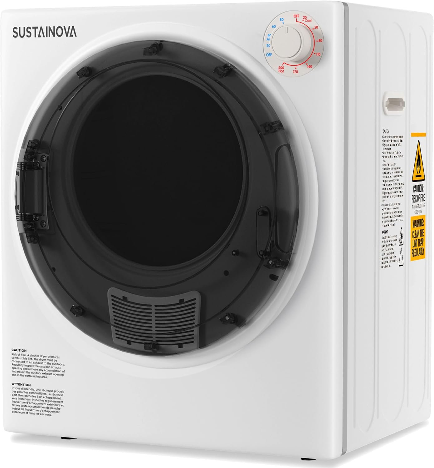 Portable Clothes Dryer 800W, Compact Dryer for laundry with 5 Drying Modes, 1.95 Cu.ft Front Load Dryer Machine, Stainless Steel Tub for Small Space, Apartments, RVs, Overheat Protection, White White 1.95 Cubic Feet