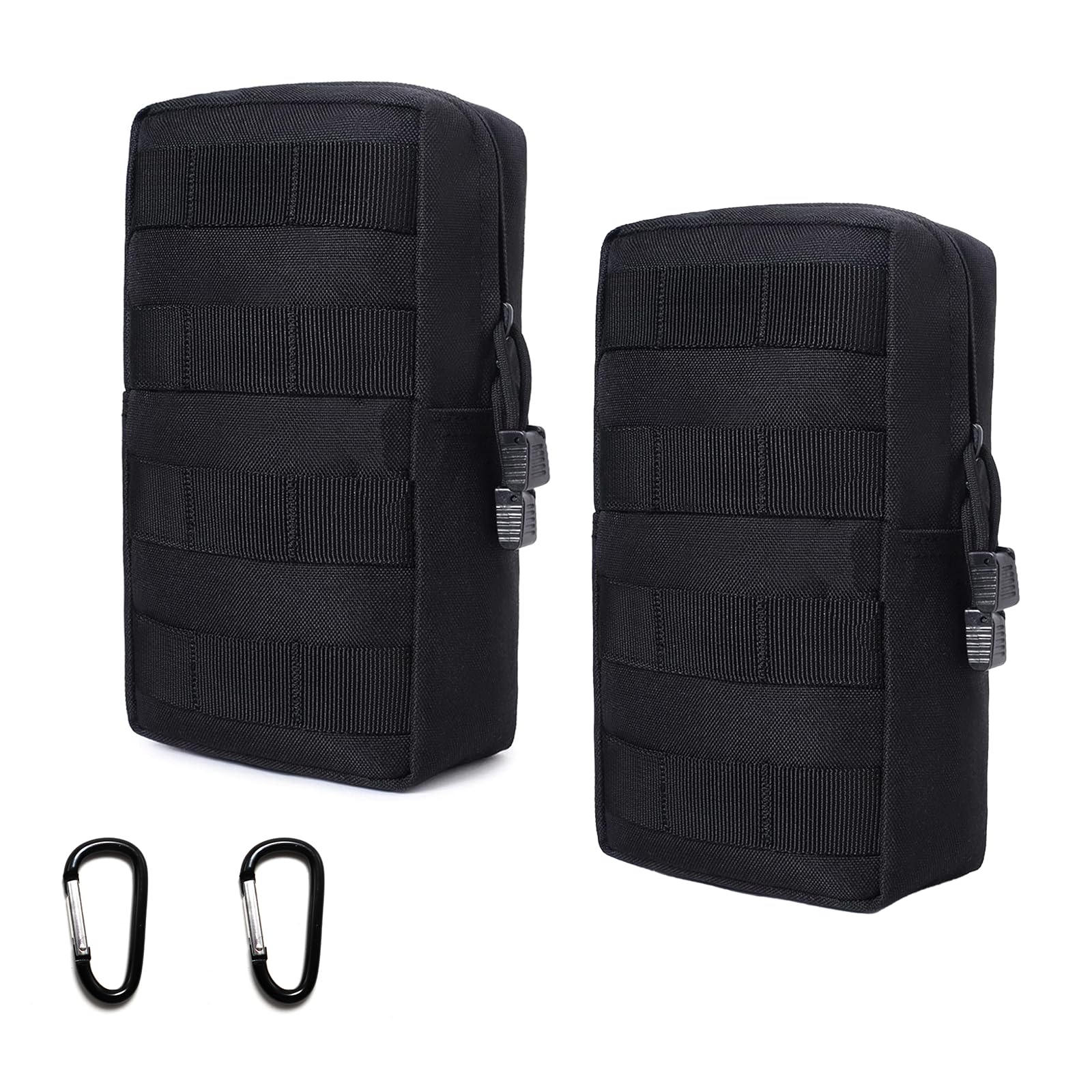 Molle Pouches, Tactical Molle Utility Pouch, Small Tactical Bag, Belt Pouch, Compact Water-Resistant EDC Pouch with Carabiners