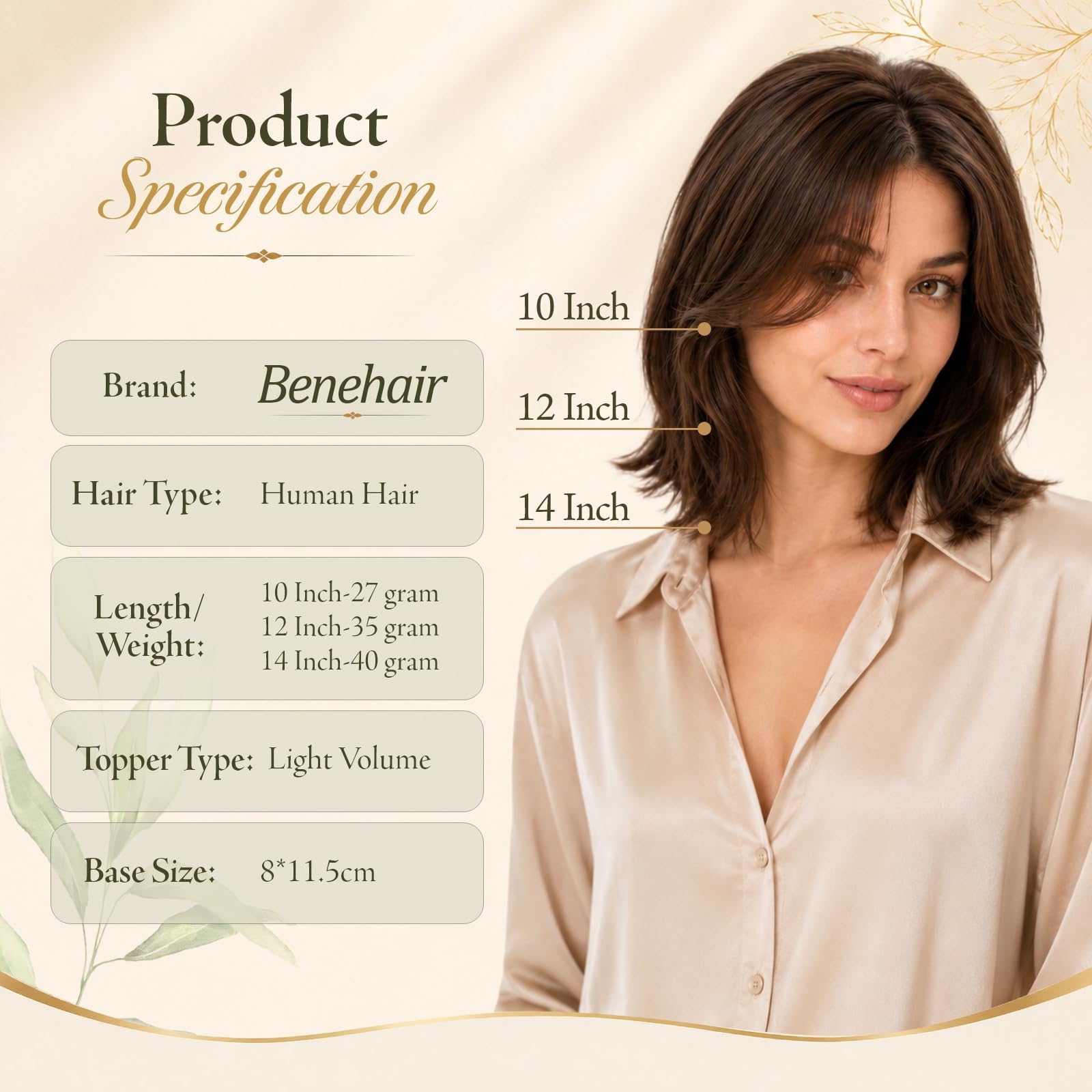 Benehair Haartopper Echthaar Oberkopf mit Curtain Bangs Clip-in-Pony Haar Toppers Echthaar für dünner werdendes Haarteil, Cover-Haarteil mit 270° 35cm #1B Natürliches Schwarz