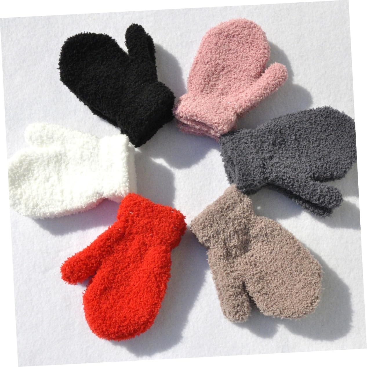 6pairs Boy Girl Knitted Mittens Full Coverage Hand Gloves for Girls and and Warm for Cold Days