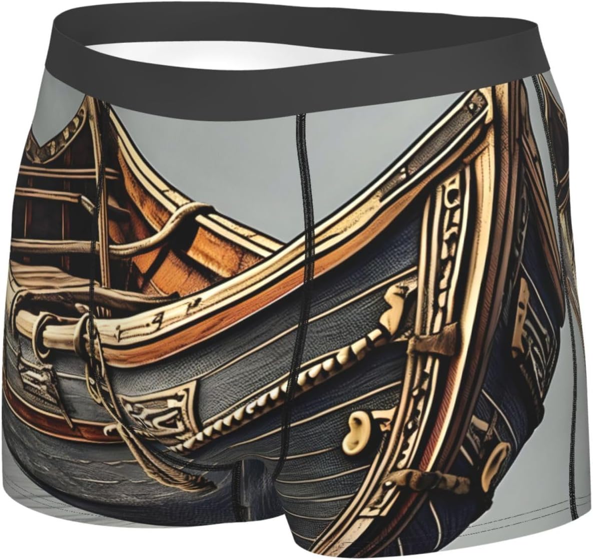 Old Viking Boats Print Men'S Boxer Briefs Soft Breathable Polyester Fabric With Comfortable
