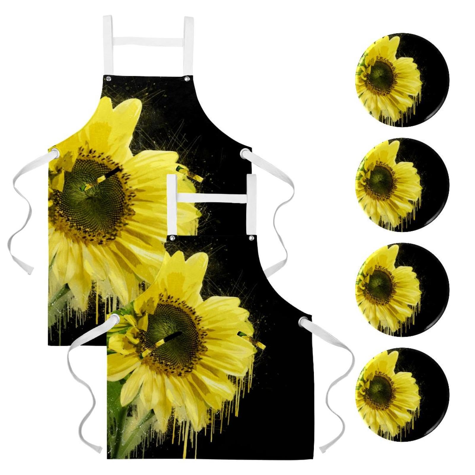 Tablier de serveuse noir et multicolore pour restaurant et bar - 7