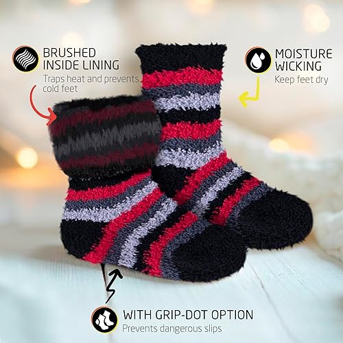 Miniatura 3 de HOT FEET Calcetines térmicos cálidos para niños pequeños, paquete de 56, cepillado grueso y suave