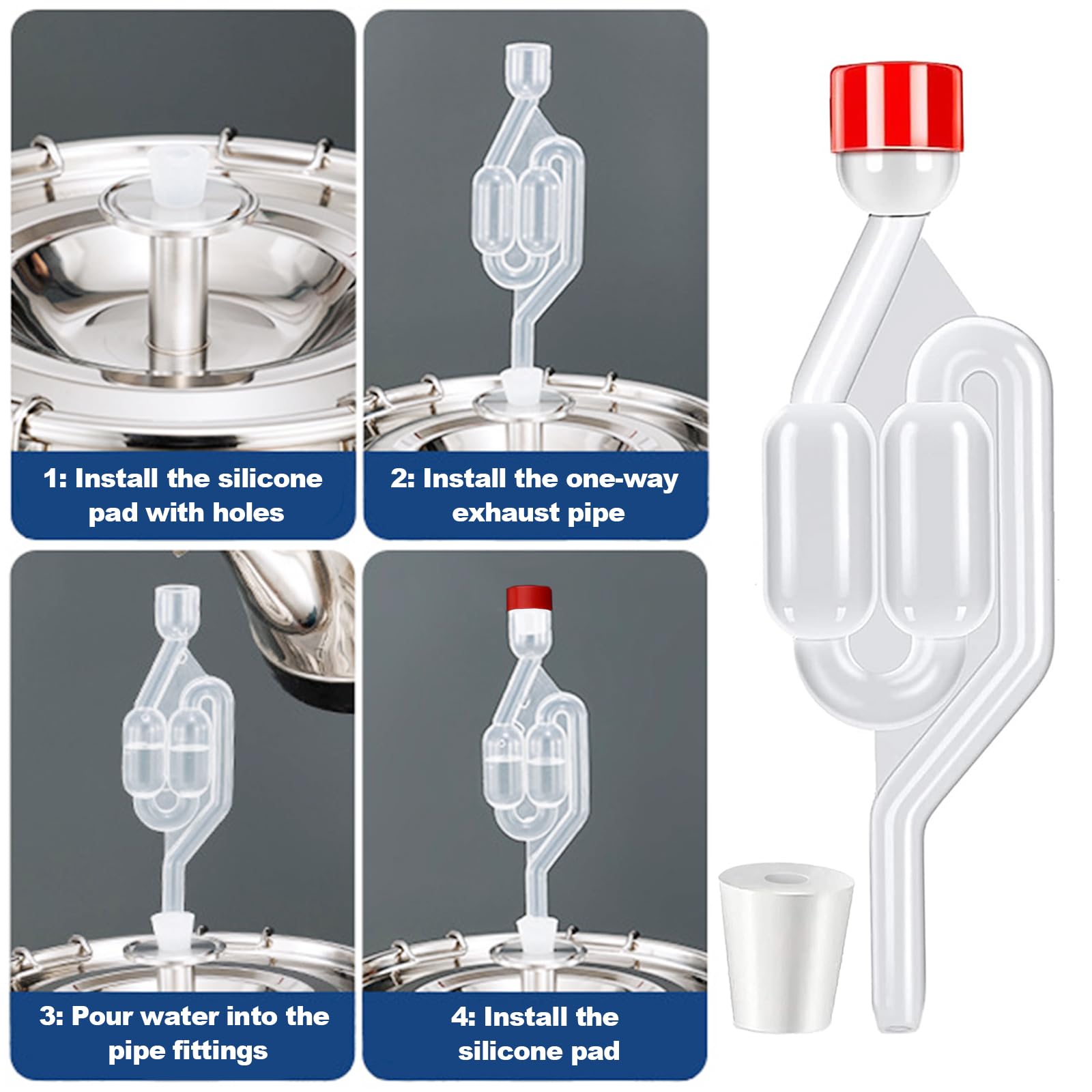 Lilawelt24 Gärset Mit Stopfen & Gärrohr - Für Wein, Sauerkraut & Bier Fermentation