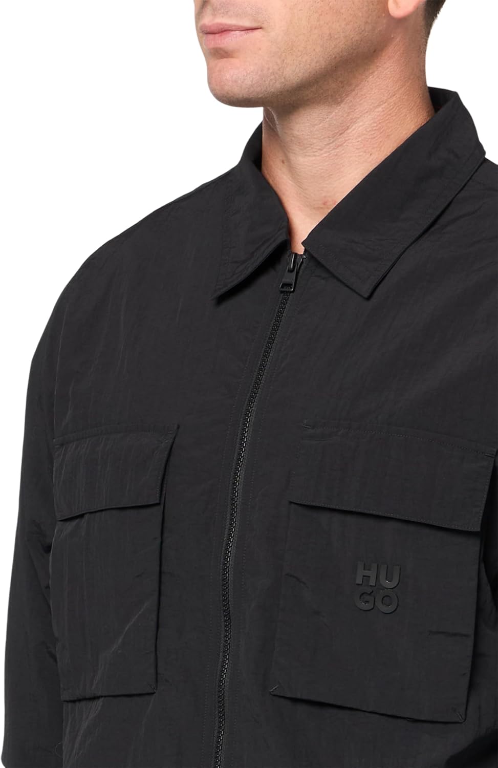 Hugo Mens Nylon Zip Up Overshirt - Image 3