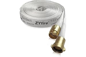 ZYfire Fire Hose - 1 1/2'' ID x 50 FT Single Jacket Industrial/Firefighter Hose