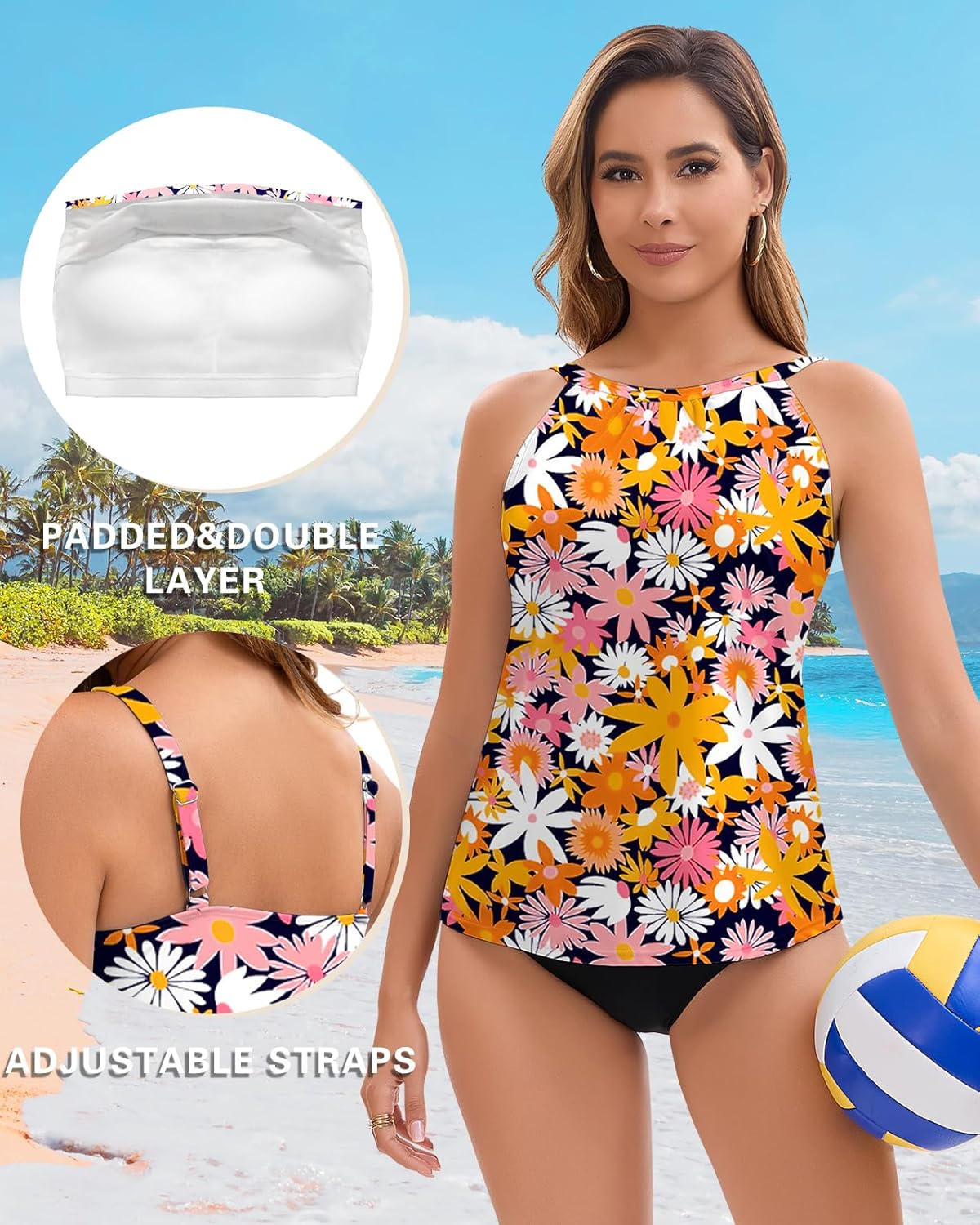 WOWENY Tankini Tops for Women Halter Swimwear Tops Only High Neck Bathing Suit Top No Bottom - Image 4