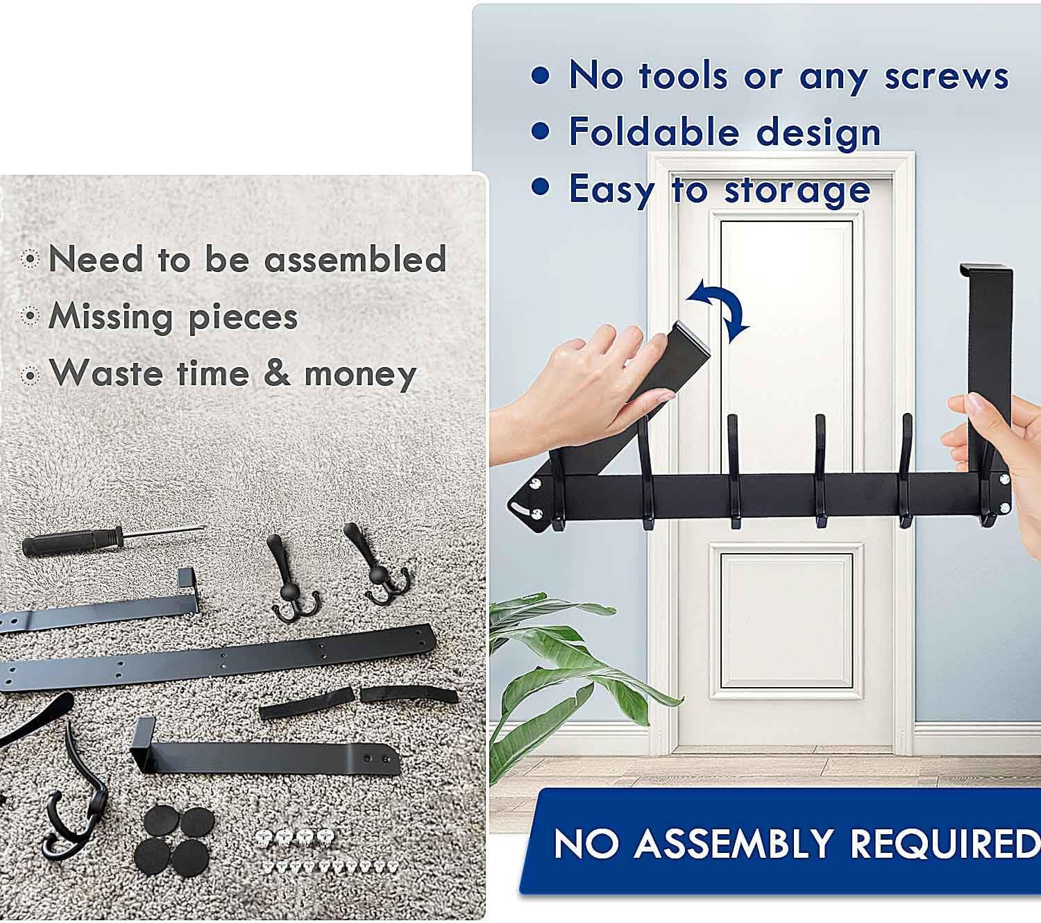 MEETOZ Over The Door Hook, No Assembly Required Door Hanger Hook - Image 3