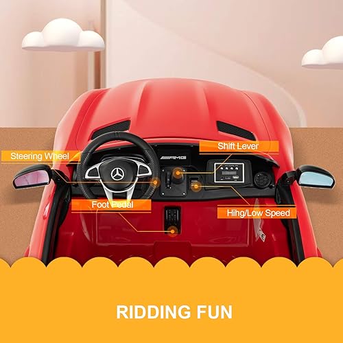 Miniatura 5 de Uenjoy 2 plazas 12 V eléctrico niños paseo en coche Mercedes Benz AMG GTR vehículos motorizados con control remoto funciona con pilas luces LED