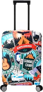 Travel Suitcase Cover Protector with Zippers for 18-22 Inch Luggage | TSA Approved Luggage Cover, Washable, Stretchy, S Size, Color, Exploring
