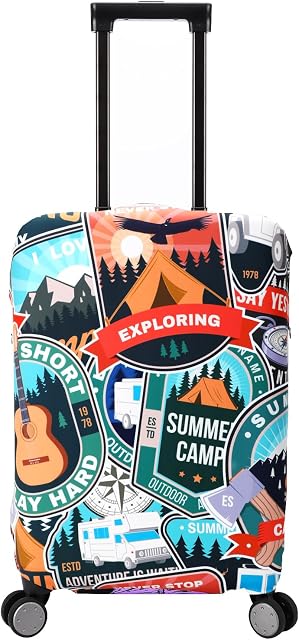 Travel Suitcase Cover Protector with Zippers for 18-22 Inch Luggage | TSA Approved Luggage Cover, Washable, Stretchy, S Size, Color, Exploring