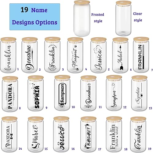 Miniatura 2 de Vasos de vidrio personalizados con tapas y pajitas de bambú con nombre personalizado y foto sublimación, vaso de 16 onzas, taza de café helado